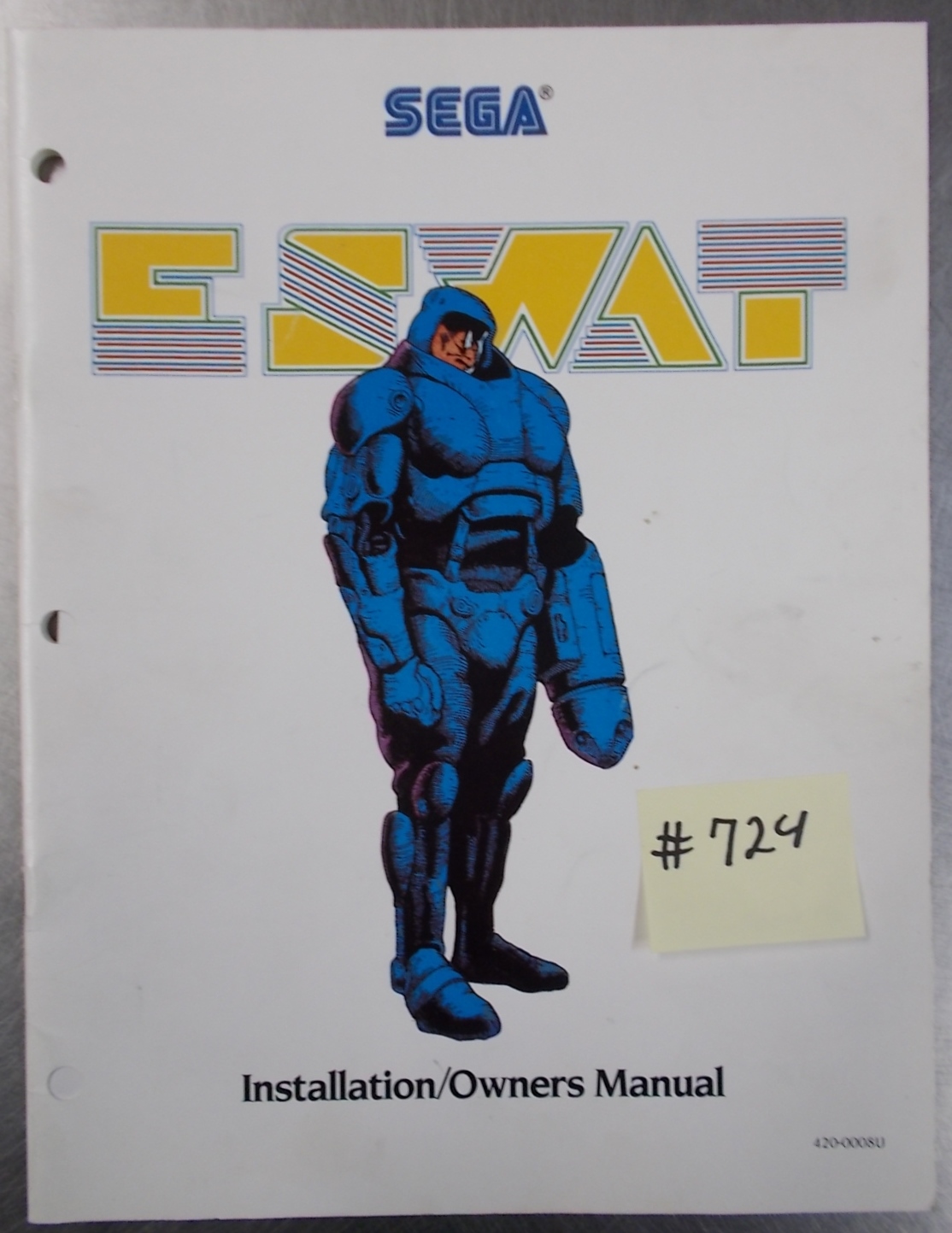 E.S.W.A.T. Arcade Machine Game INSTALLATION / OWNER'S MANUAL #724 for